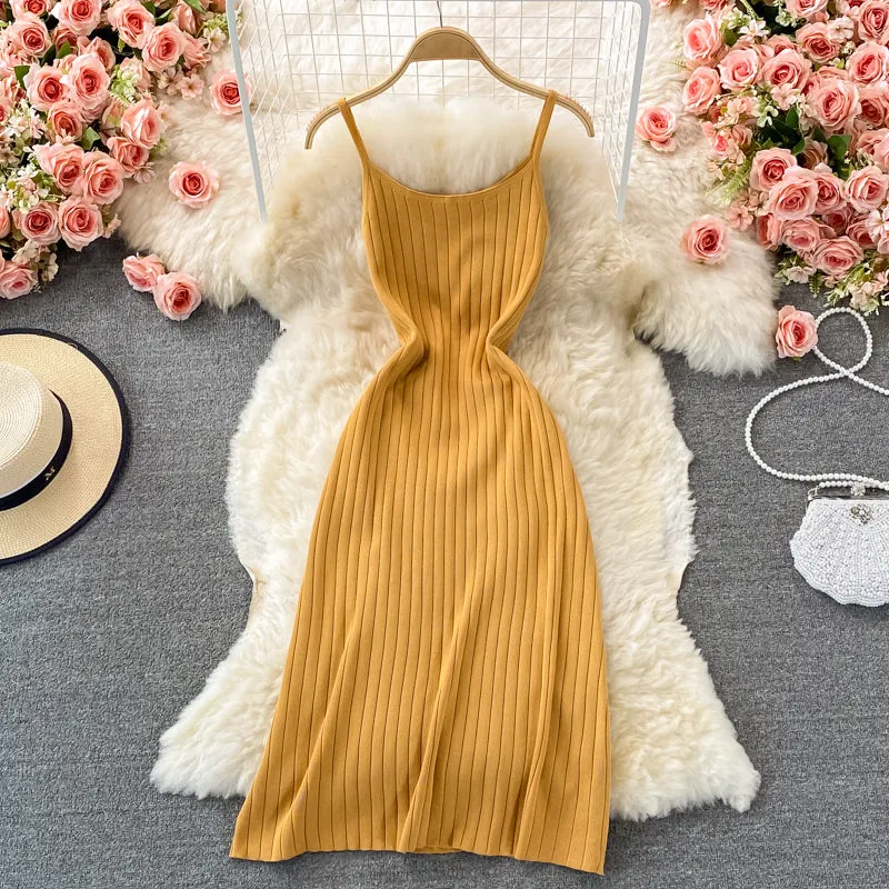Sleeveless Stretchy Knitted Dress