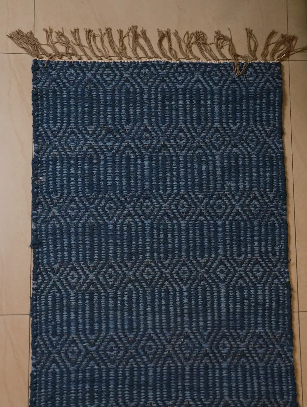 Soft Cotton Woven Yoga Mat - Blue