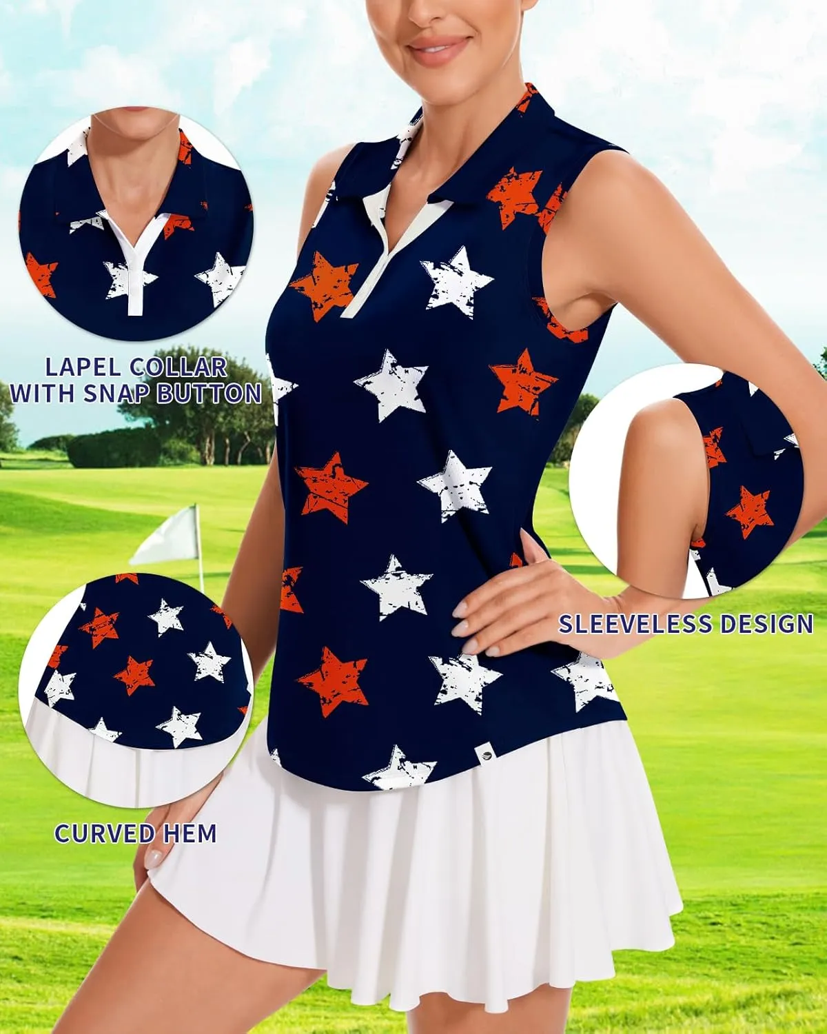 Soneven Women's Sleeveless Golf Shirts V Neck Button Golf Tank Tops Quick Dry Tennis Tops Pickleball Shirts