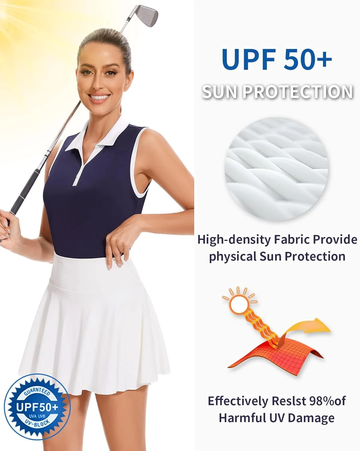 Soneven Women's Sleeveless Golf Shirts V Neck Button Golf Tank Tops Quick Dry Tennis Tops Pickleball Shirts