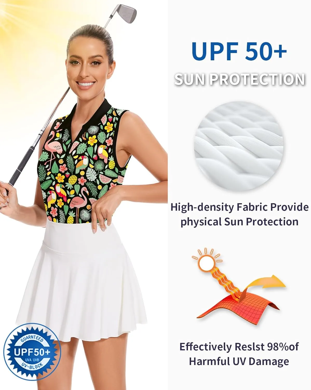 Soneven Women's Sleeveless Golf Shirts V Neck Button Golf Tank Tops Quick Dry Tennis Tops Pickleball Shirts