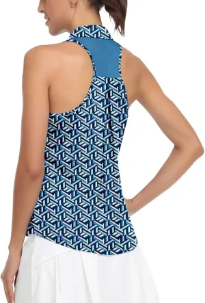 Soneven Women's Sleeveless Golf Top Floral Athletic Golf Wear Moisture Wicking Sleeveless Polo Quick Dry