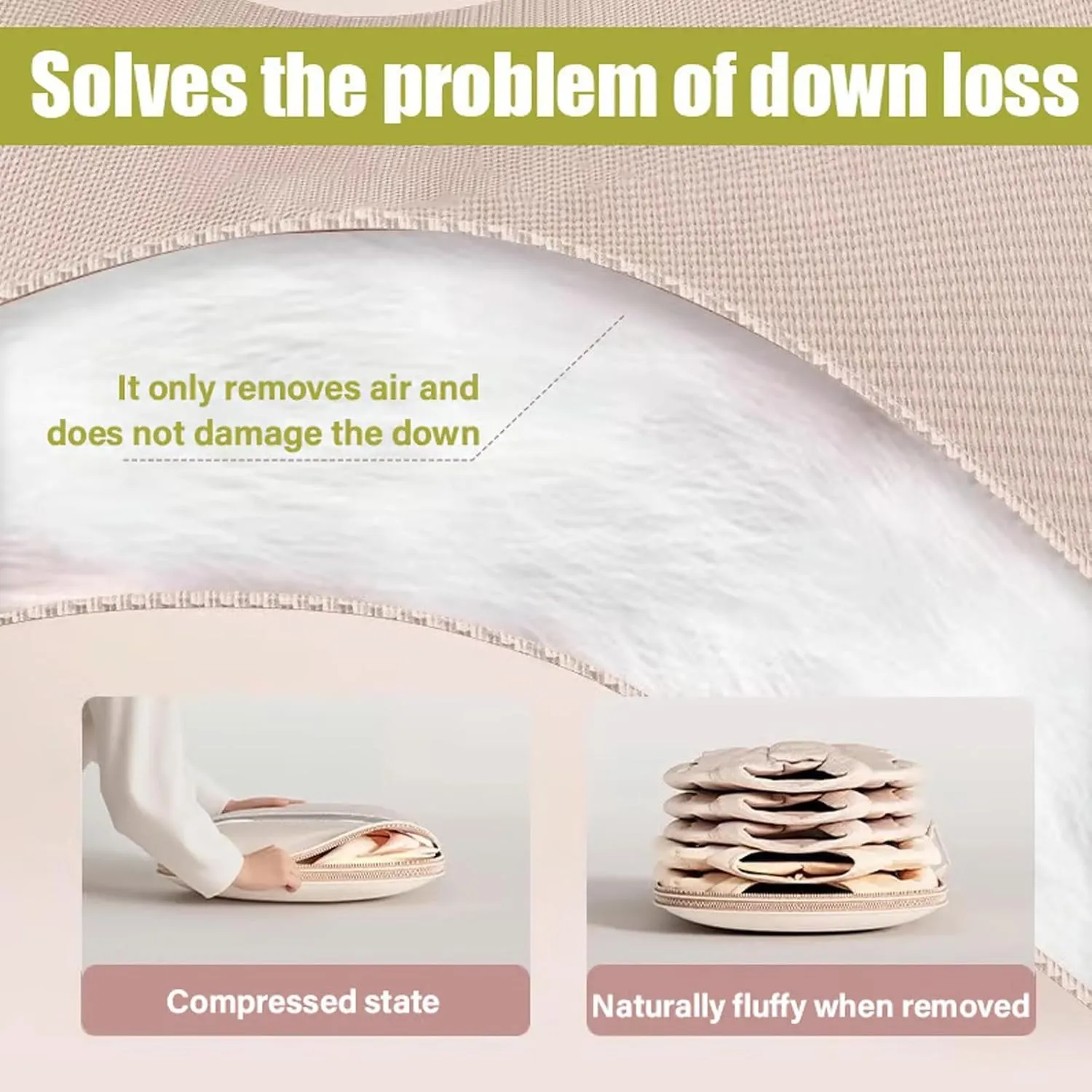Space Saving Hanging Garment Bag, Space Saving Hanging Garment Bag with Self Compression Zipper, Dust Cover Clothes Bags for down Coat, Transparent Visibility (Beige, Medium)