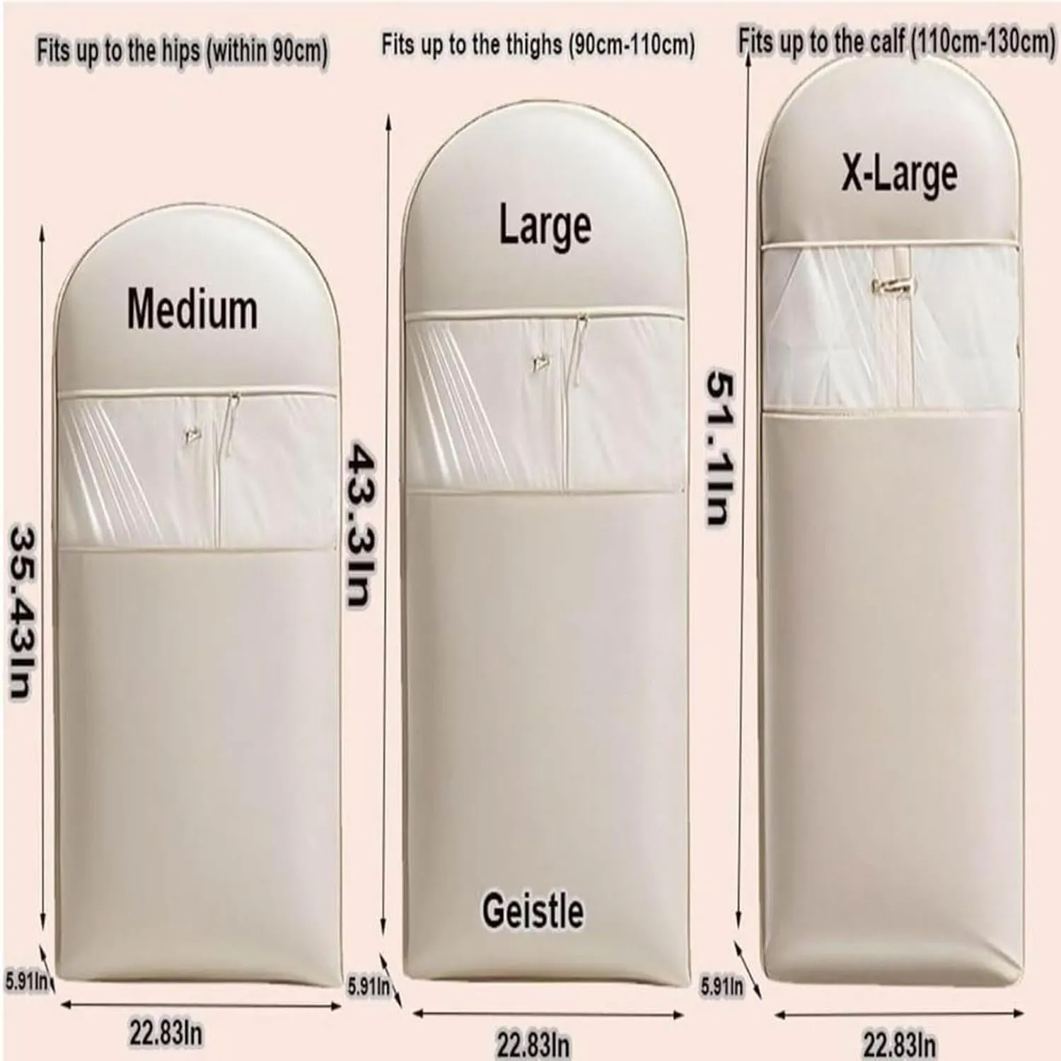 Space Saving Hanging Garment Bag with Self Compression Zipper, Dust Cover Clothes Bags for Down Coat, Wardrobe Organizer, Three Sizes (Pink, XL)