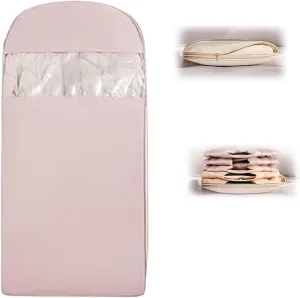 Space Saving Hanging Garment Bag with Self Compression Zipper, Dust Cover Clothes Bags for Down Coat, Wardrobe Organizer, Three Sizes (Pink, XL)