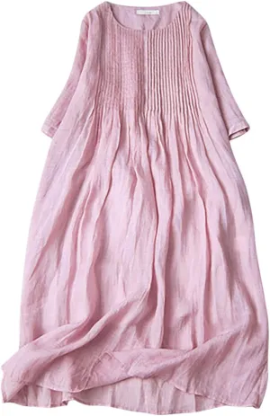 Spring and Summer Cotton and Linen Baptism Casual Dresses Girls Dresses Casual Skirts for Women 2024