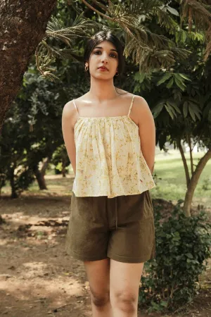Spring Strappy Top | Eco-printed with marigolds and roses