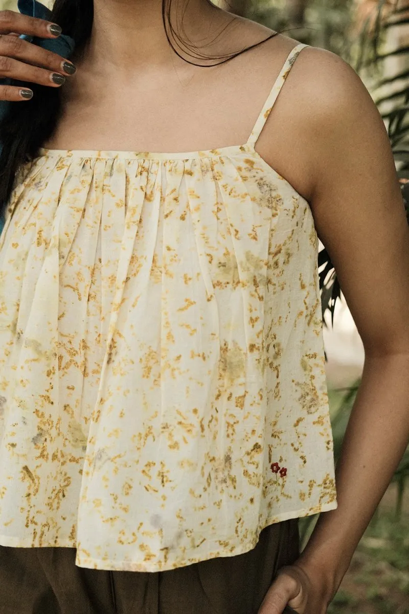 Spring Strappy Top | Eco-printed with marigolds and roses