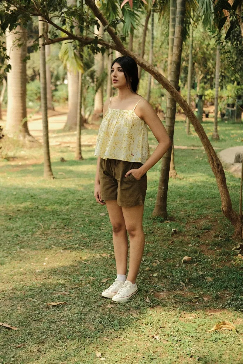 Spring Strappy Top | Eco-printed with marigolds and roses
