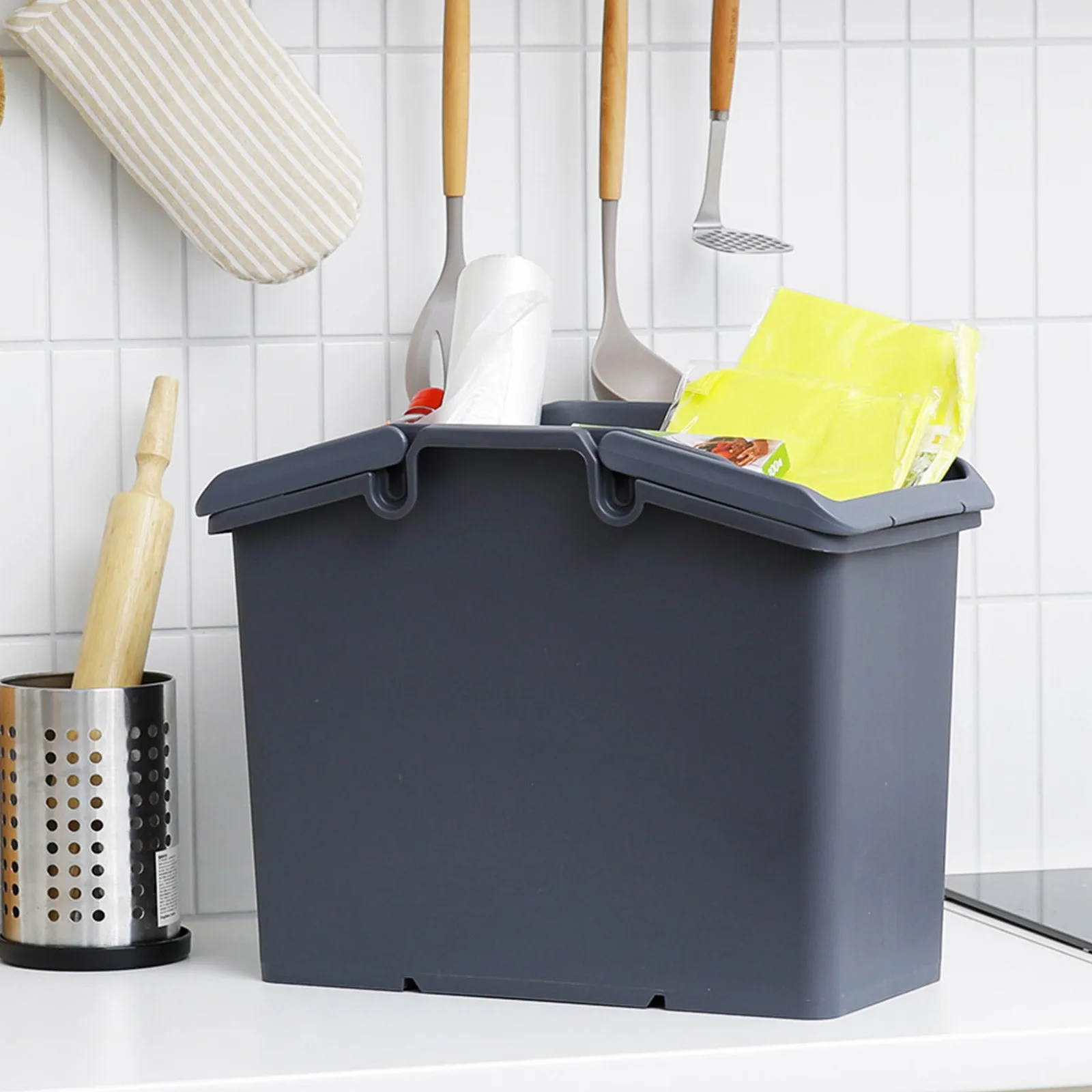 Stackable Multipurpose Laundry Basket Set of 2 - Dark Grey