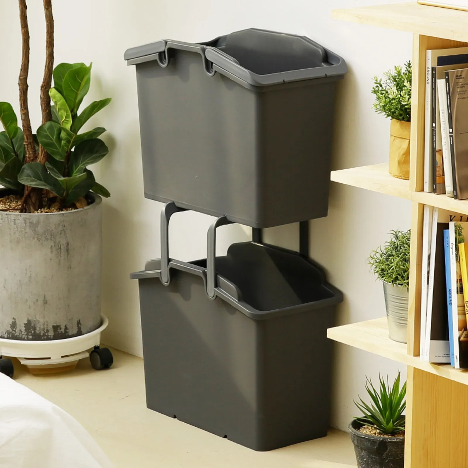 Stackable Multipurpose Laundry Basket Set of 2 - Dark Grey