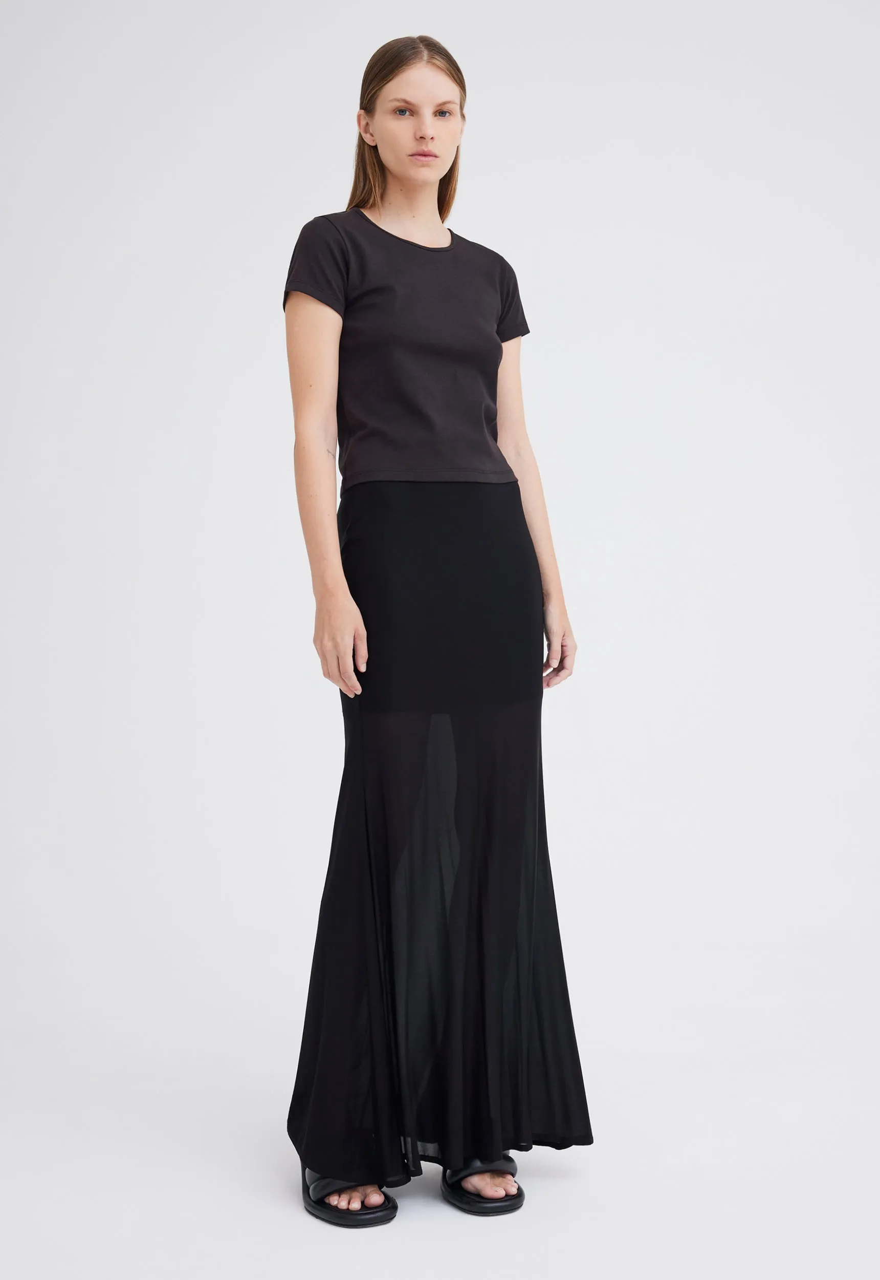 Stand Ribbed Cotton Tee - Black