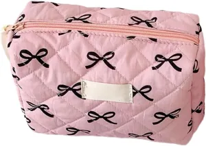 Storage BagsBowknot Print Cosmetic Bag for Women Fashionable Toiletry Organiser Spacious Zippered Makeup Holder for Daily Use