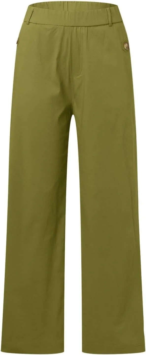 Straight Leg Pants Winter Ankle Hiking Sweatpants with Pockets High Waisted Elastic Waist