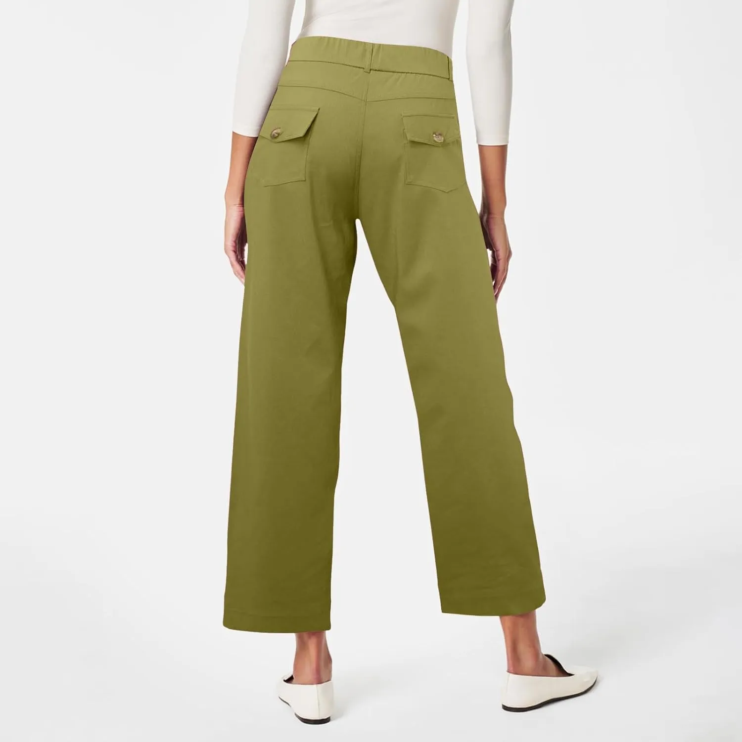Straight Leg Pants Winter Ankle Hiking Sweatpants with Pockets High Waisted Elastic Waist