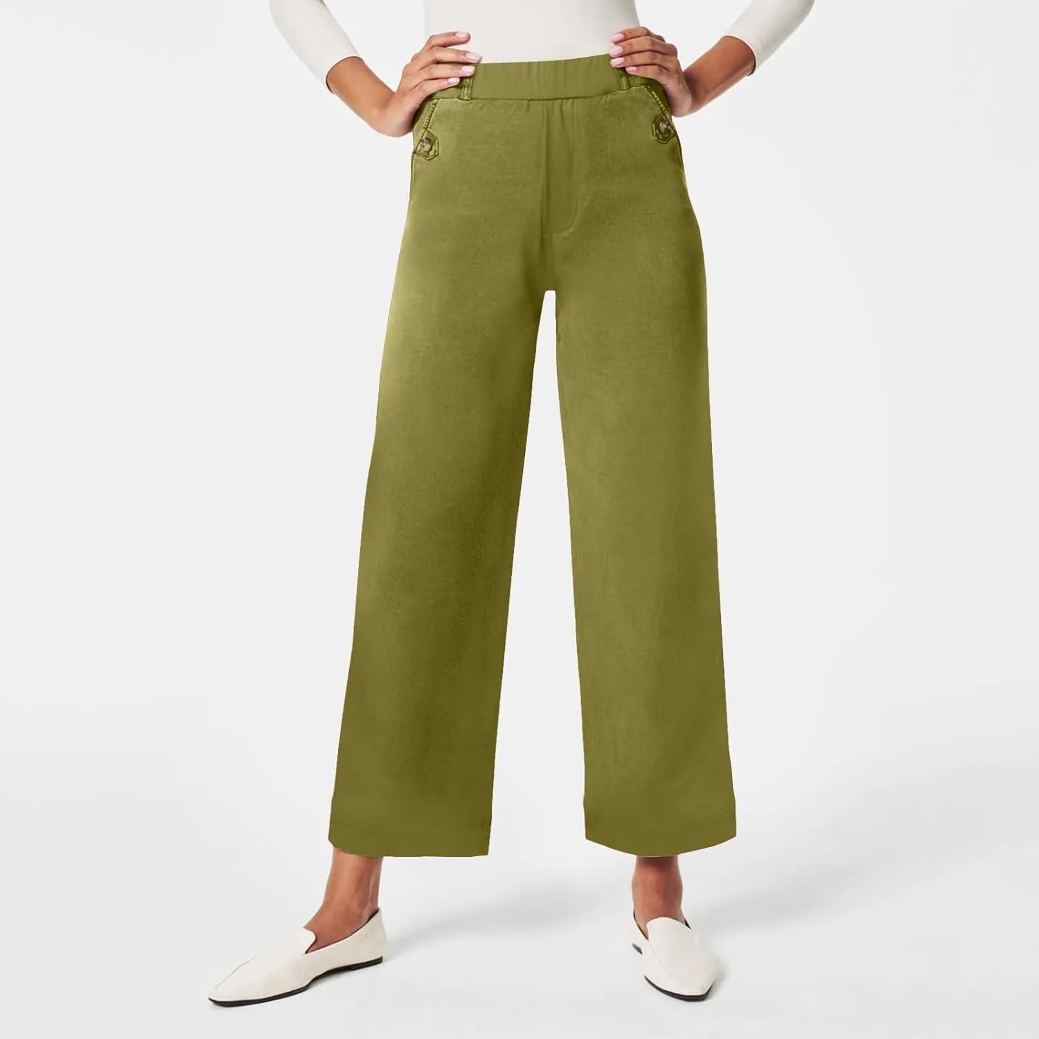 Straight Leg Pants Winter Ankle Hiking Sweatpants with Pockets High Waisted Elastic Waist