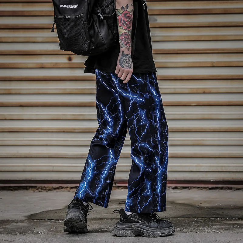 Street style lightning straight casual loose all-match trousers