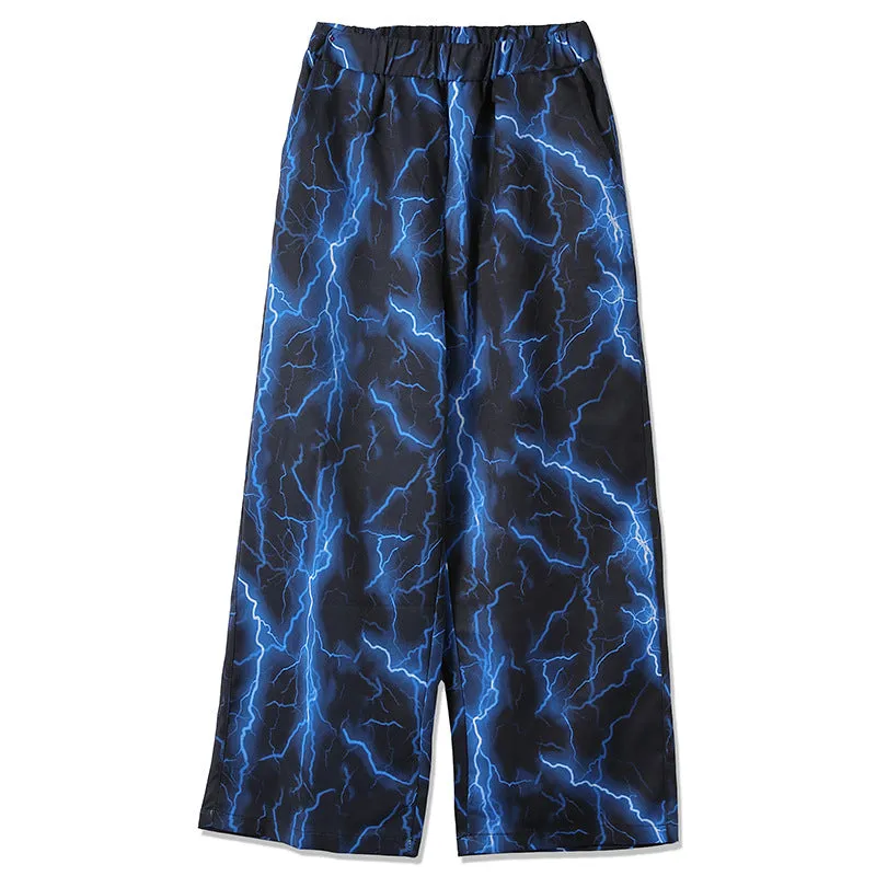 Street style lightning straight casual loose all-match trousers