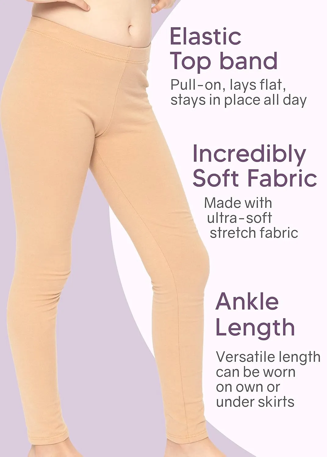 STRETCH IS COMFORT Oh So Soft Solid Youth Girls and Plus Size Leggings | Comfortable Fit for Everyday Activities | Size 2-16