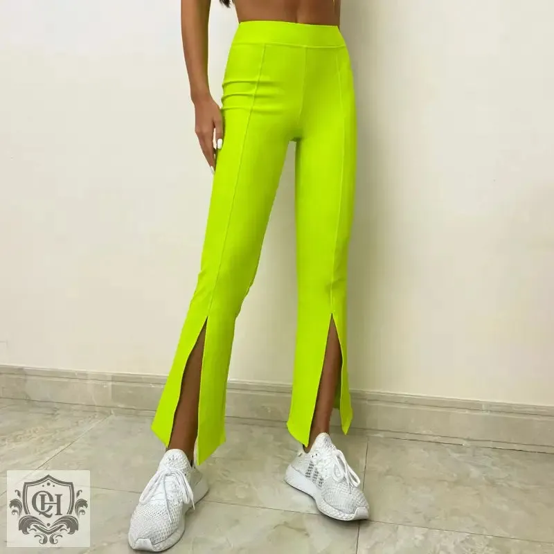 Stretchy High Waist Bell Bottom Trousers