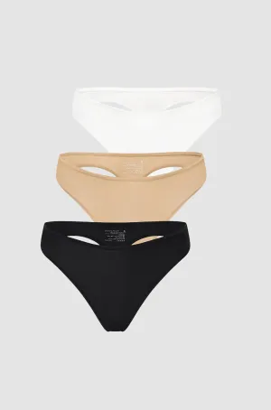 Stretchy Low Rise Thongs 3 Pack