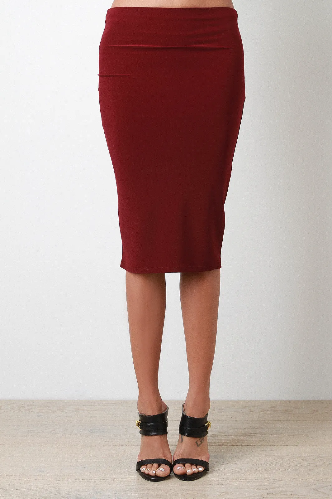 Stretchy Midi Pencil Skirt