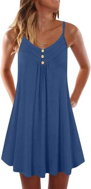 Summer Dresses for Women 2025 Spaghetti Strap Cami Dress Sexy Beach Vacation Swimsuit Dress Plus Size V Neck Loose