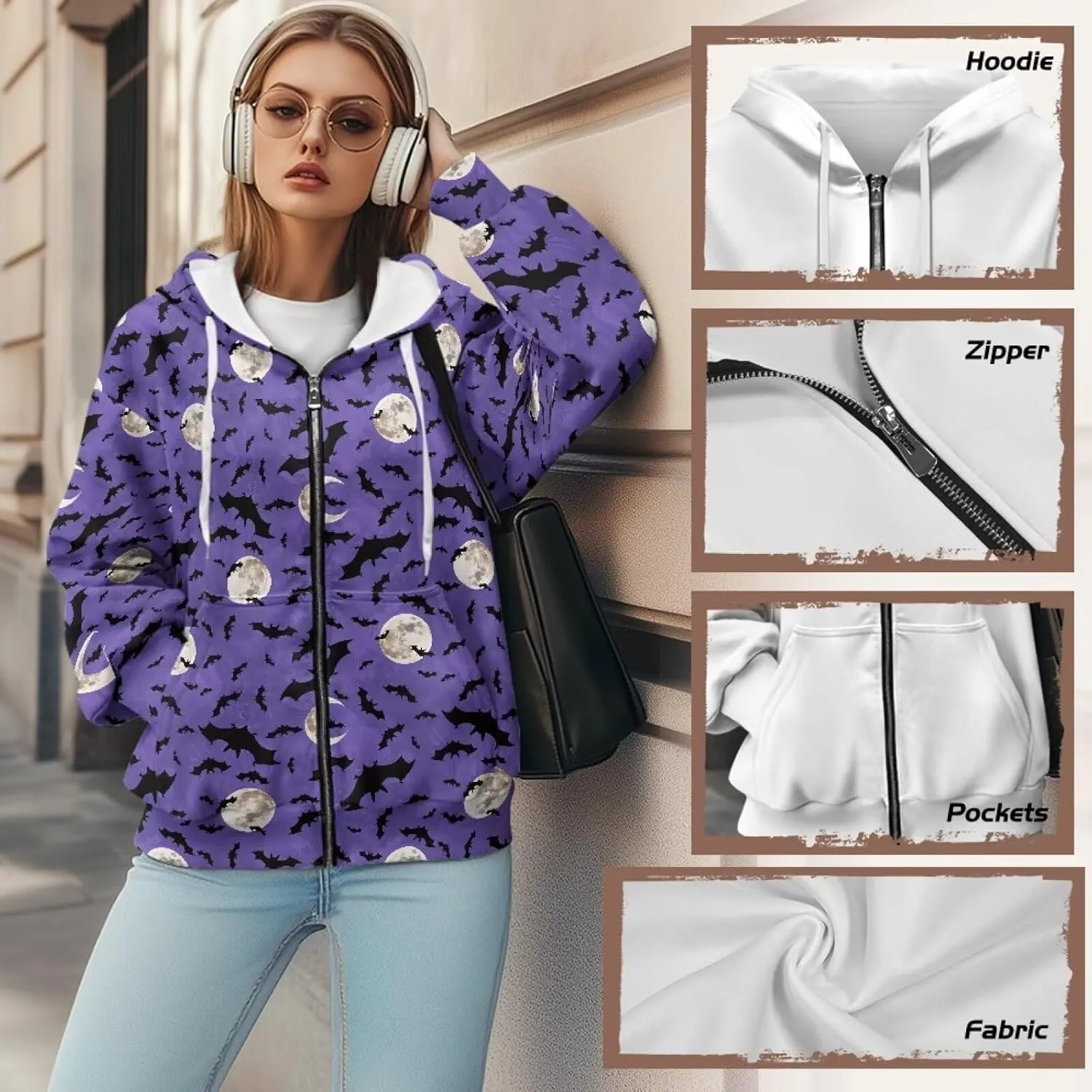 Suobstales Women's Drawstring Zip Up Hoodies Fall Jacket Oversized Casual Long Sleeve Sweatshirts with Pocket XS-XL