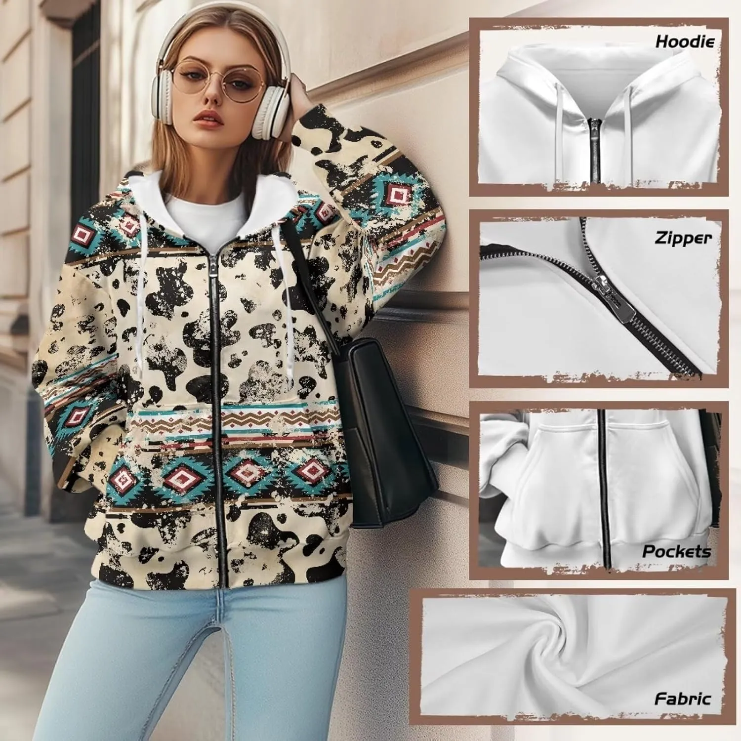 Suobstales Women's Drawstring Zip Up Hoodies Fall Jacket Oversized Casual Long Sleeve Sweatshirts with Pocket XS-XL