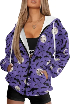 Suobstales Women's Drawstring Zip Up Hoodies Fall Jacket Oversized Casual Long Sleeve Sweatshirts with Pocket XS-XL