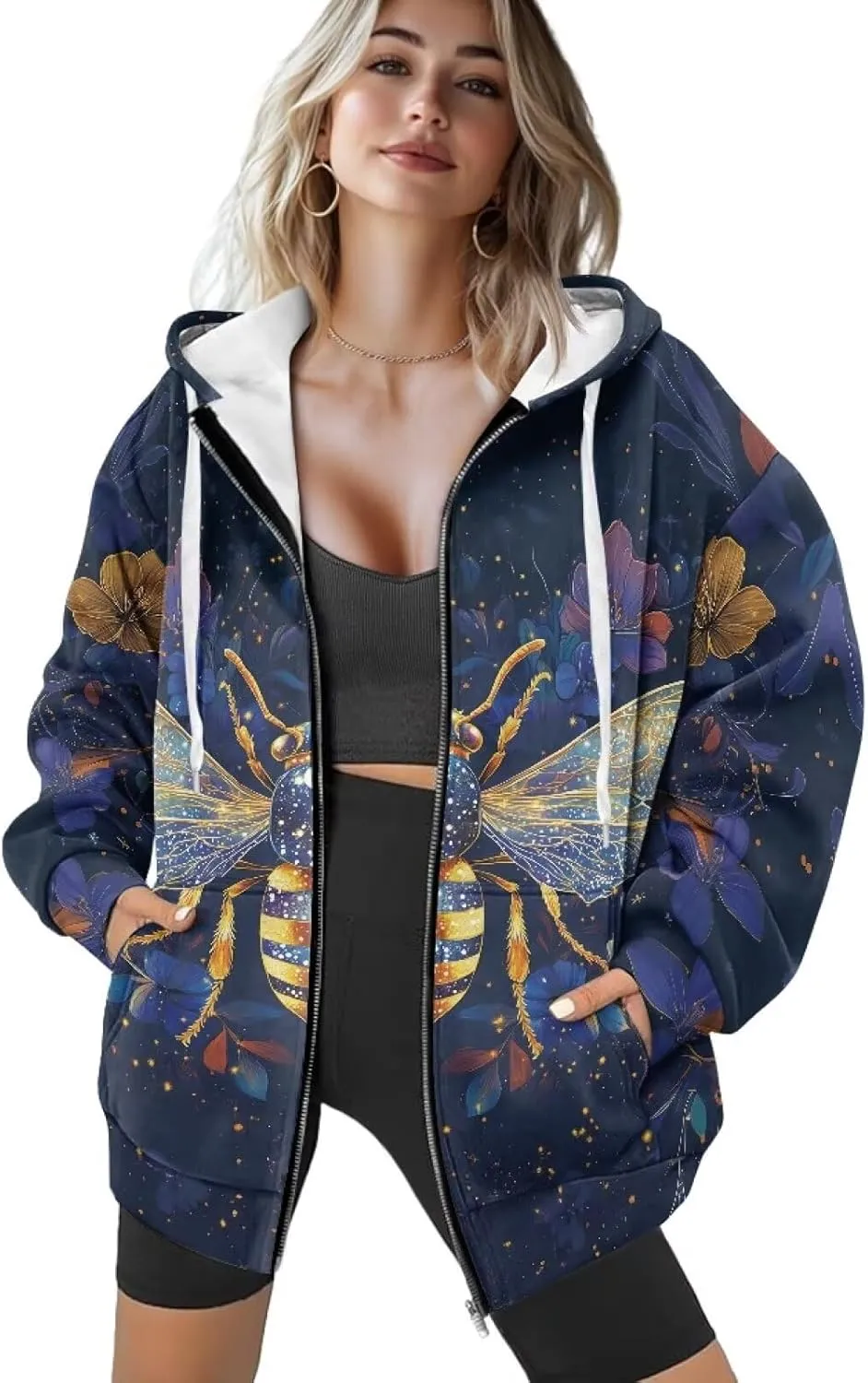 Suobstales Women's Full Zip Up Hoodie Long Sleeve Hooded Sweatshirts with Pockets Jacket Coat Casual Outfits Plus Size XS-XL