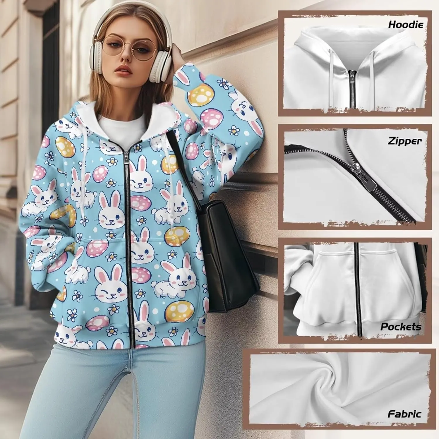 Suobstales Women's Full Zip Up Hoodie Long Sleeve Hooded Sweatshirts with Pockets Jacket Coat Casual Outfits Plus Size XS-XL