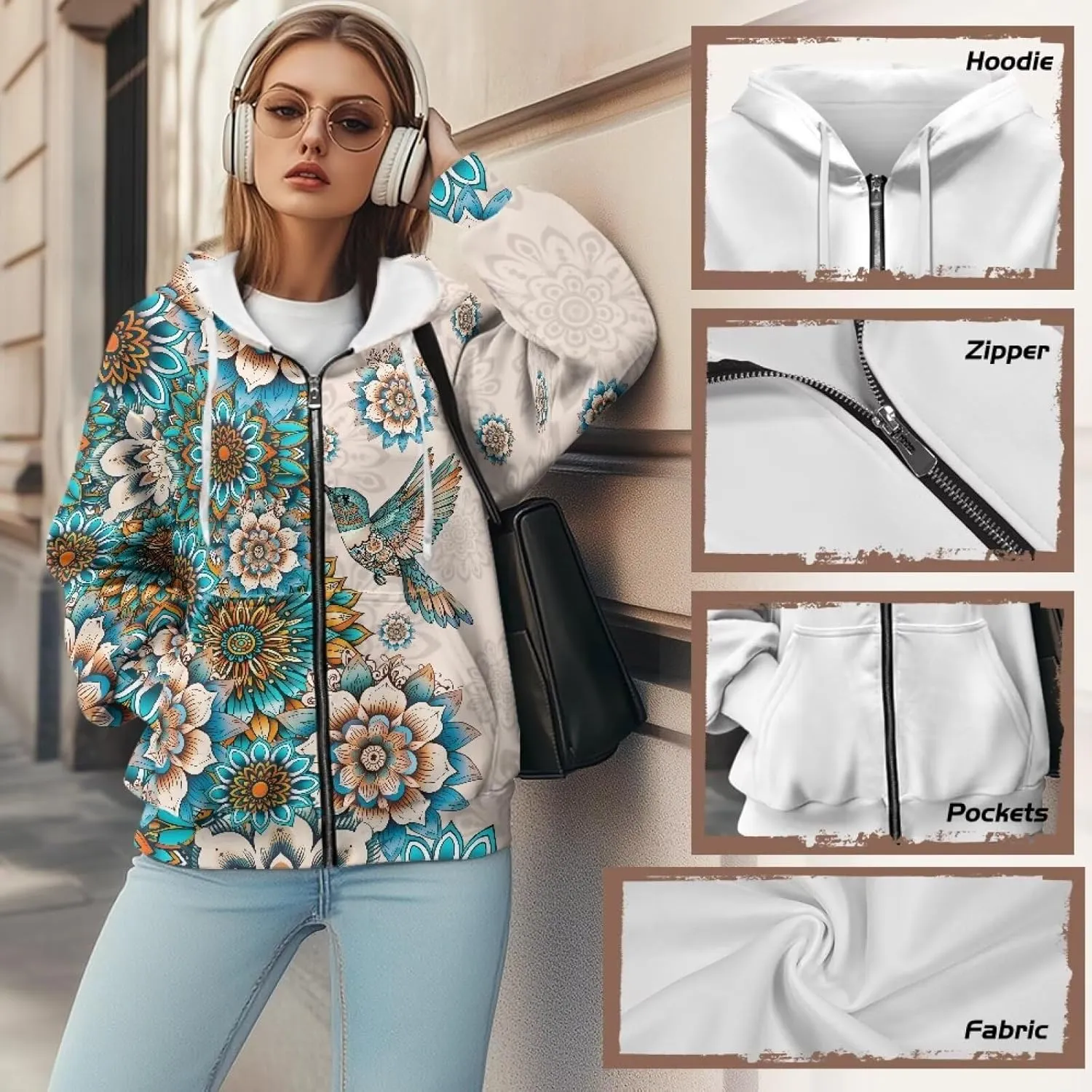 Suobstales Women's Full Zip Up Hoodie Long Sleeve Hooded Sweatshirts with Pockets Jacket Coat Casual Outfits Plus Size XS-XL