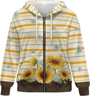 Suobstales Women's Full Zip Up Hoodie Long Sleeve Hooded Sweatshirts with Pockets Jacket Coat Casual Outfits Plus Size XS-XL