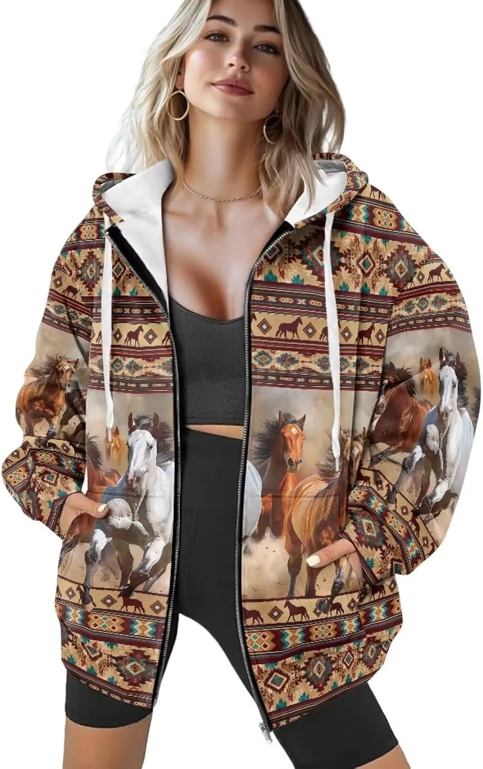 Suobstales Women's Full Zip Up Hoodie Long Sleeve Hooded Sweatshirts with Pockets Jacket Coat Casual Outfits Plus Size XS-XL