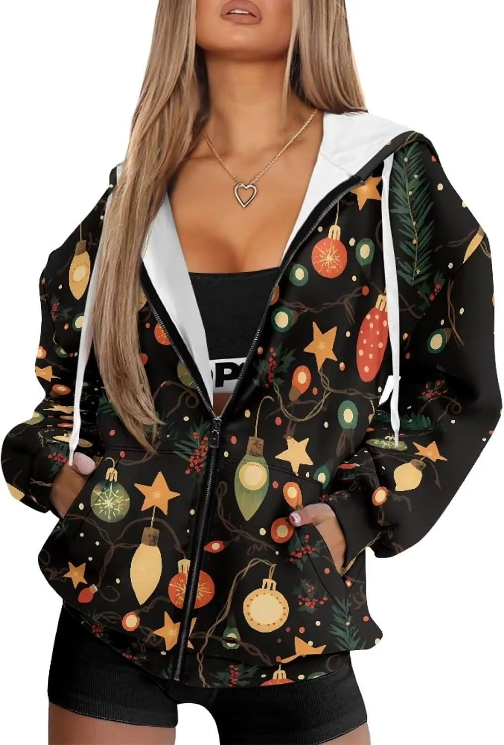 Suobstales Women's Oversized Hoodies Full Zip Up Sweatshirts with Pockets Long Sleeve Fall Outfits Casual Hooded Jackets