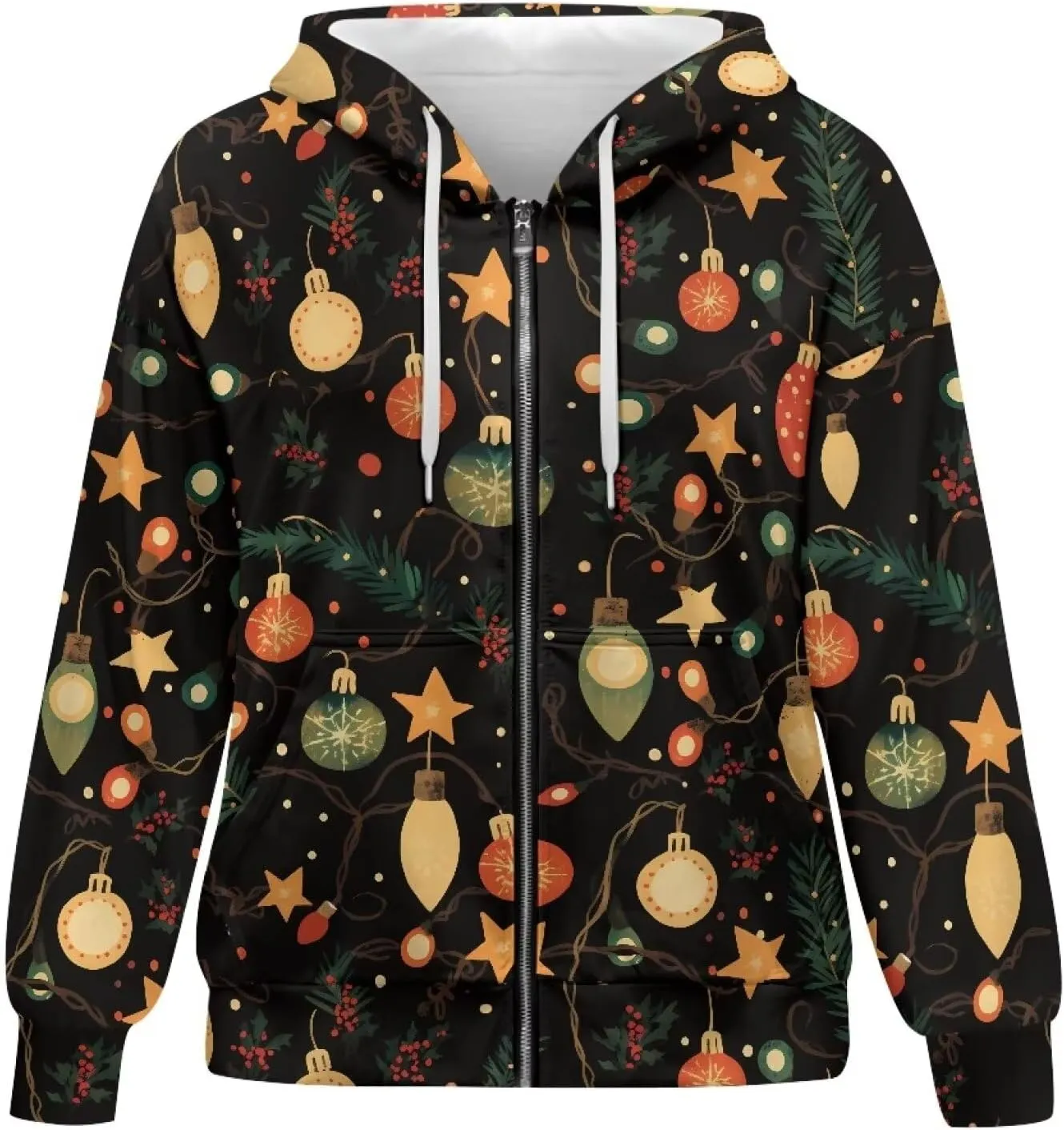 Suobstales Women's Oversized Hoodies Full Zip Up Sweatshirts with Pockets Long Sleeve Fall Outfits Casual Hooded Jackets