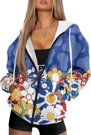 Suobstales Women's Oversized Zip Up Hoodie Long Sleeve Hooded Sweatshirt Fleece Jackets Casual Sweaters Outfits with Pockets