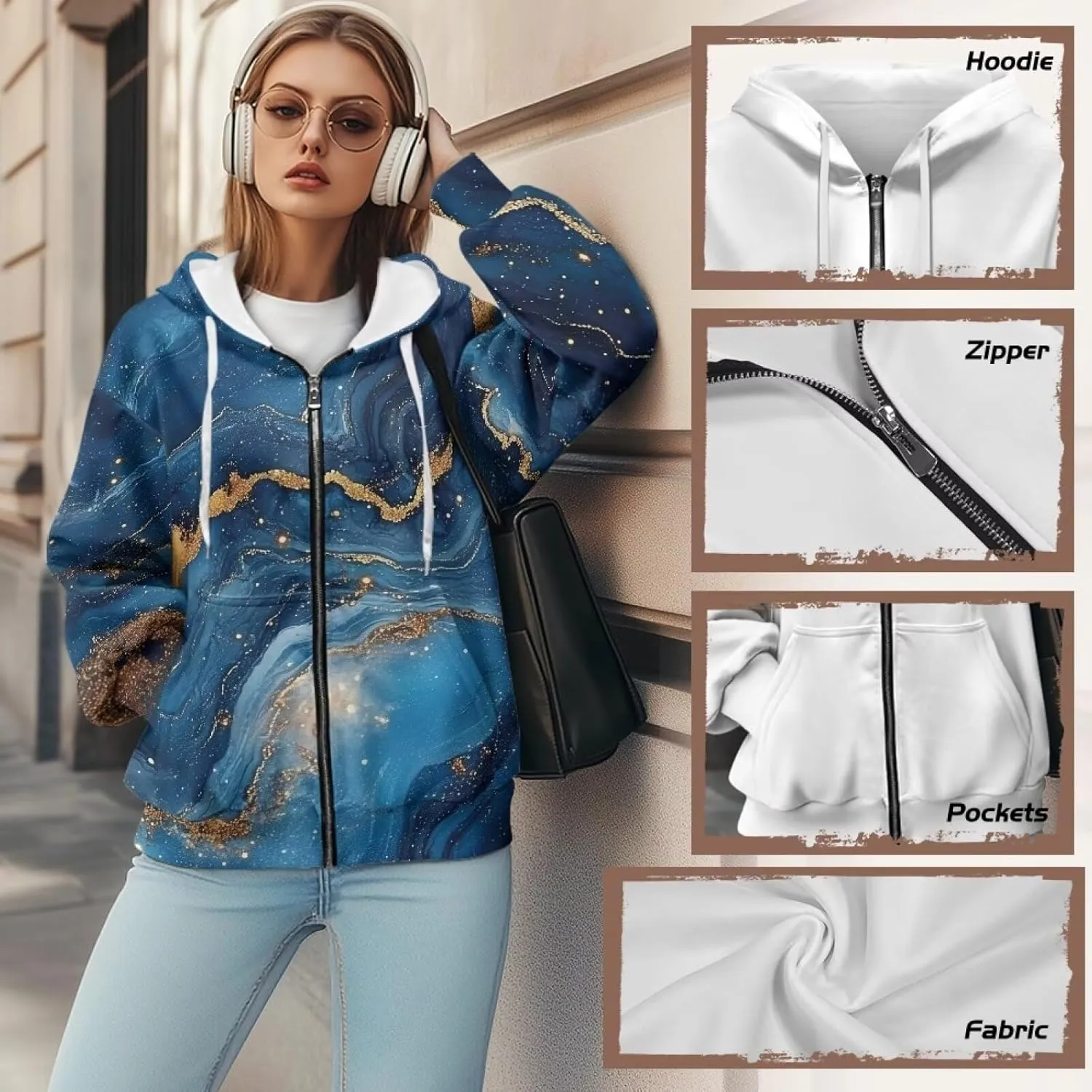Suobstales Womens Zip Up Hoodies Long Sleeve Fall Oversized Sweatshirts Fleece Y2K Jacket with Pockets 2024 Fashion Clothes