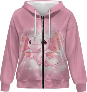 Suobstales Womens Zip Up Hoodies Long Sleeve Fall Oversized Sweatshirts Fleece Y2K Jacket with Pockets 2024 Fashion Clothes