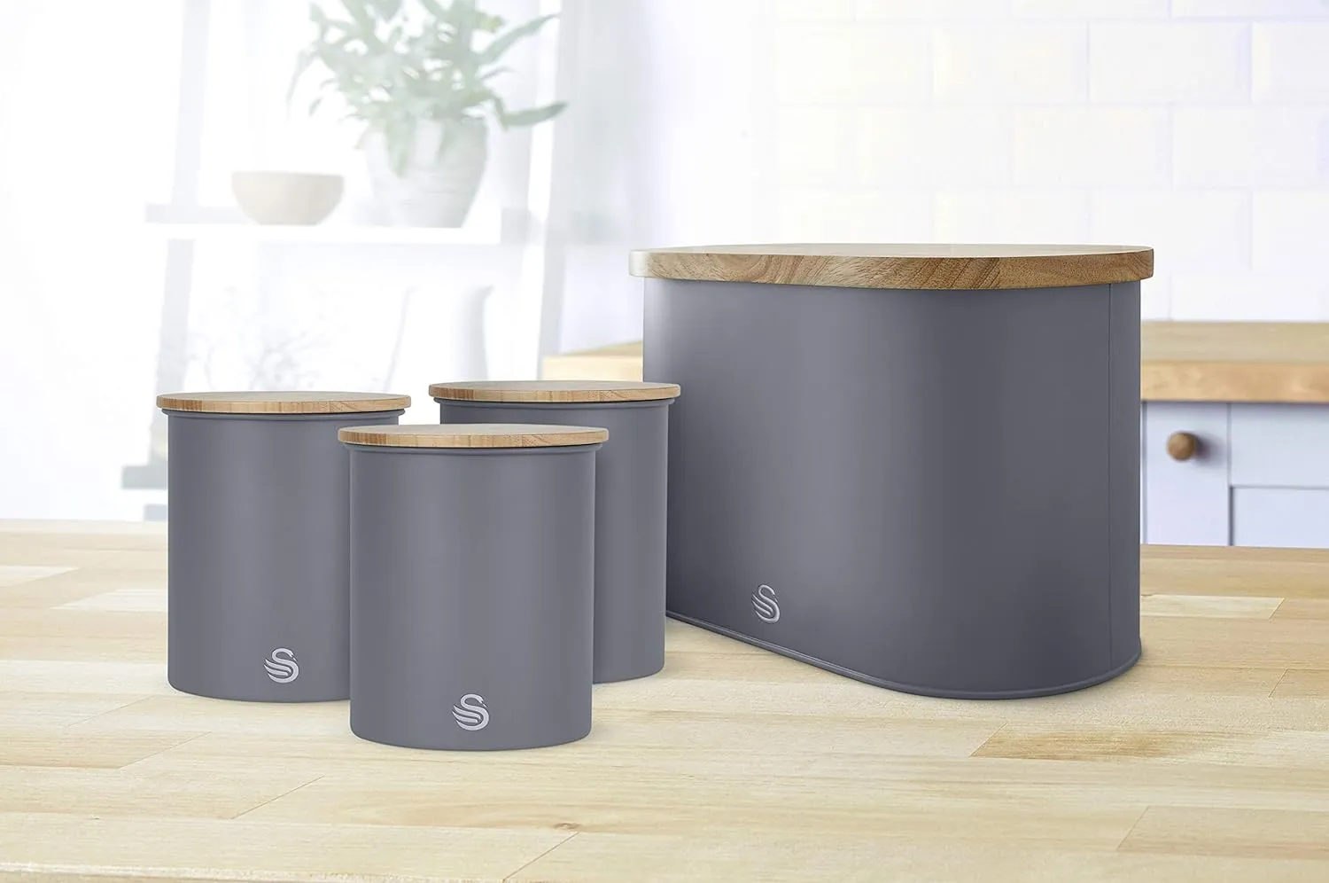 Swan Canisters Set of 3 Slate Grey