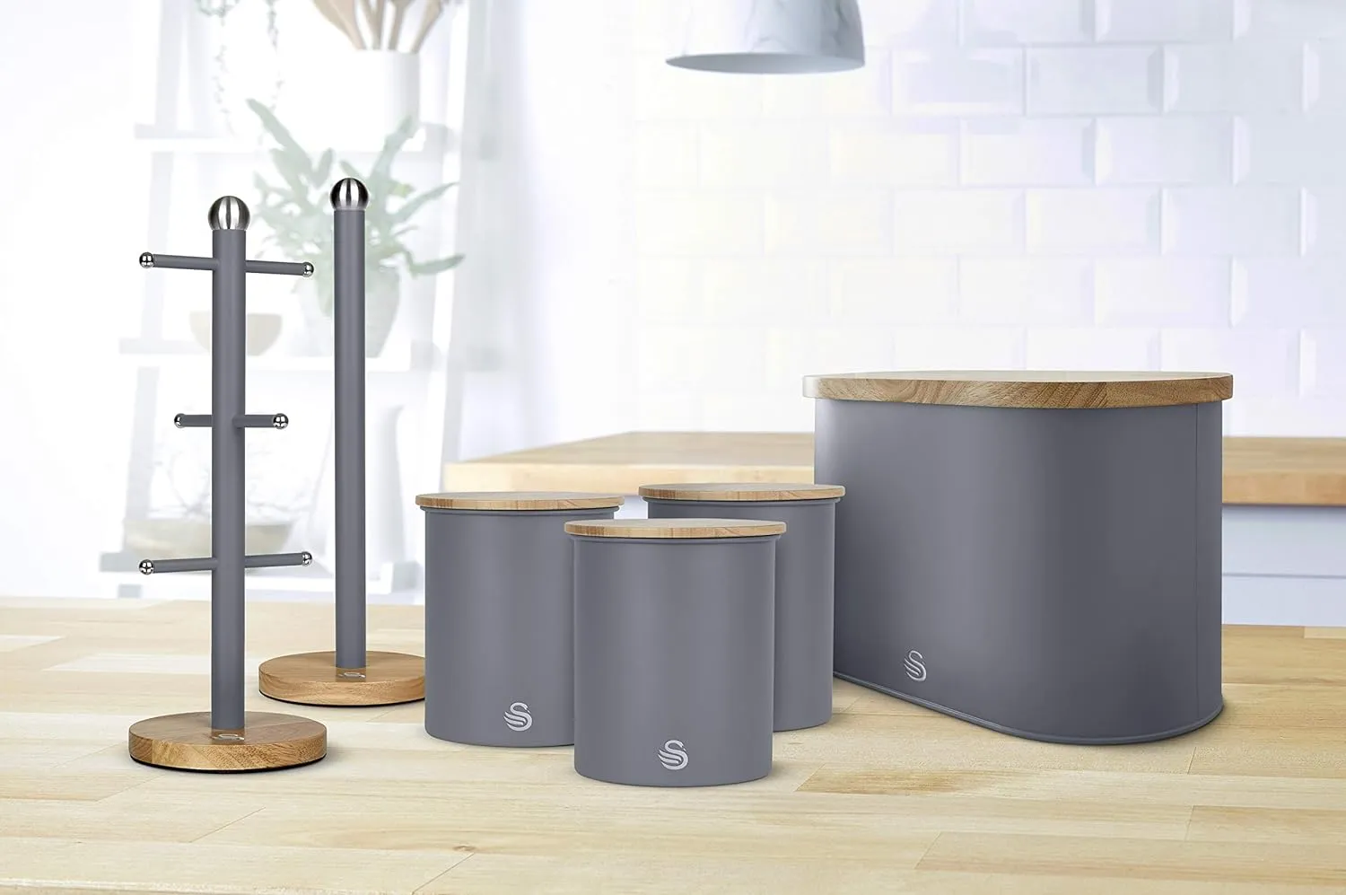 Swan Canisters Set of 3 Slate Grey