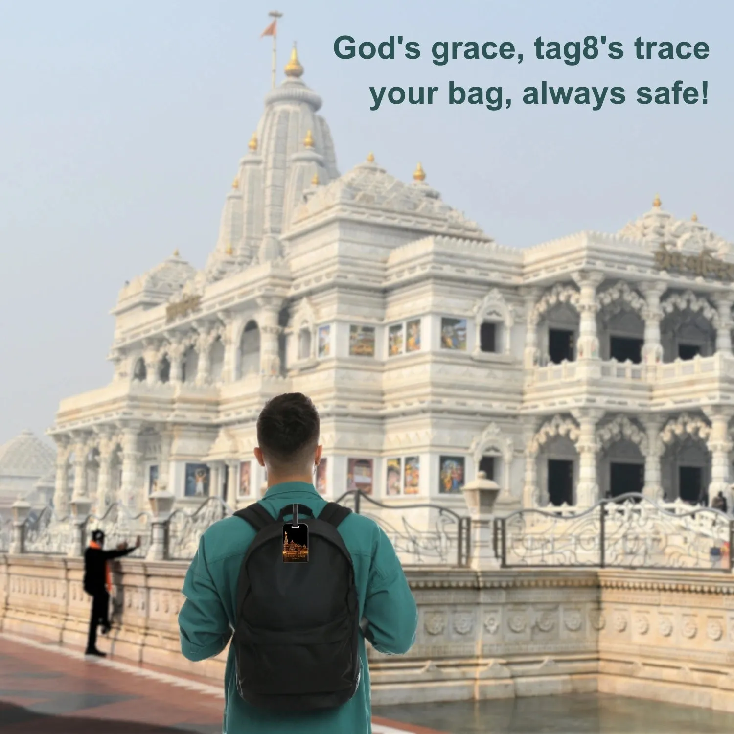 tag8 Ram Mandir Ayodhya Luggage Tag (Black tag)