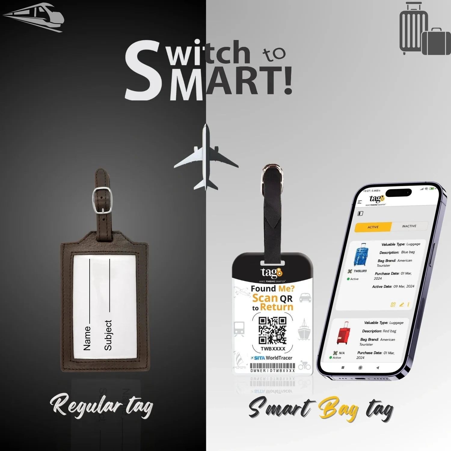 tag8 Ram Mandir Ayodhya Luggage Tag (Black tag)