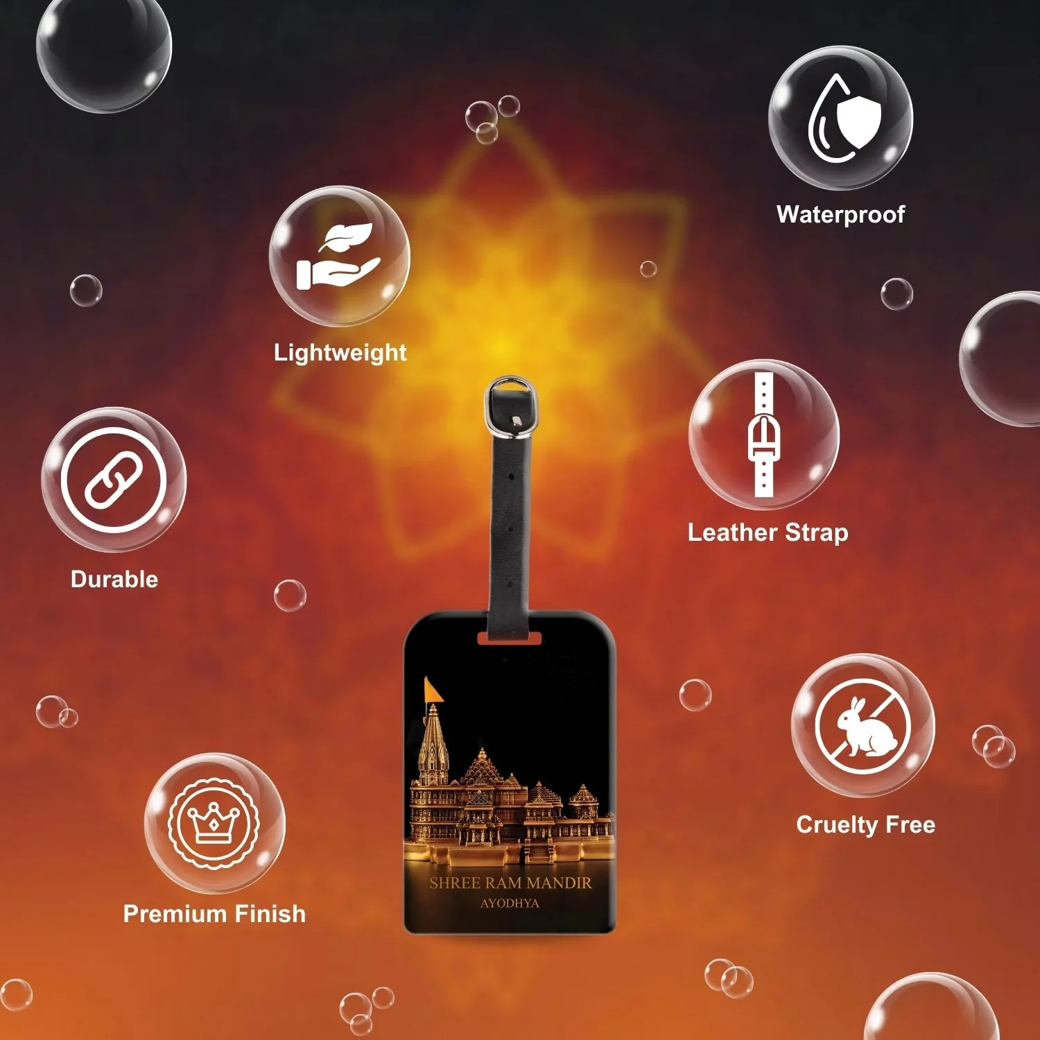 tag8 Ram Mandir Ayodhya Luggage Tag (Black tag)