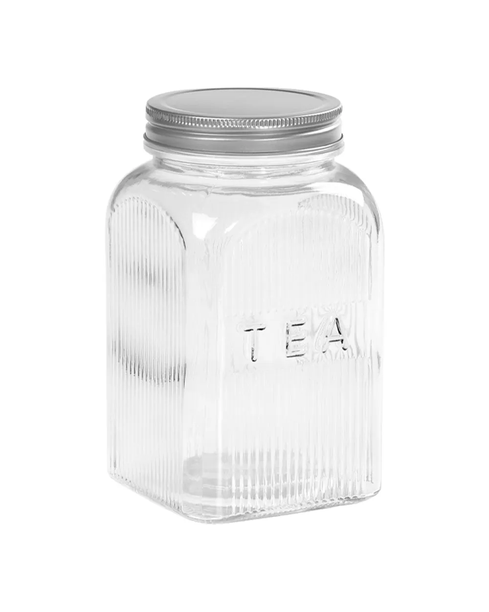 Tala 1.25 Liter Ribbed Glass Storage Canisters with Screw Top Tin Lids