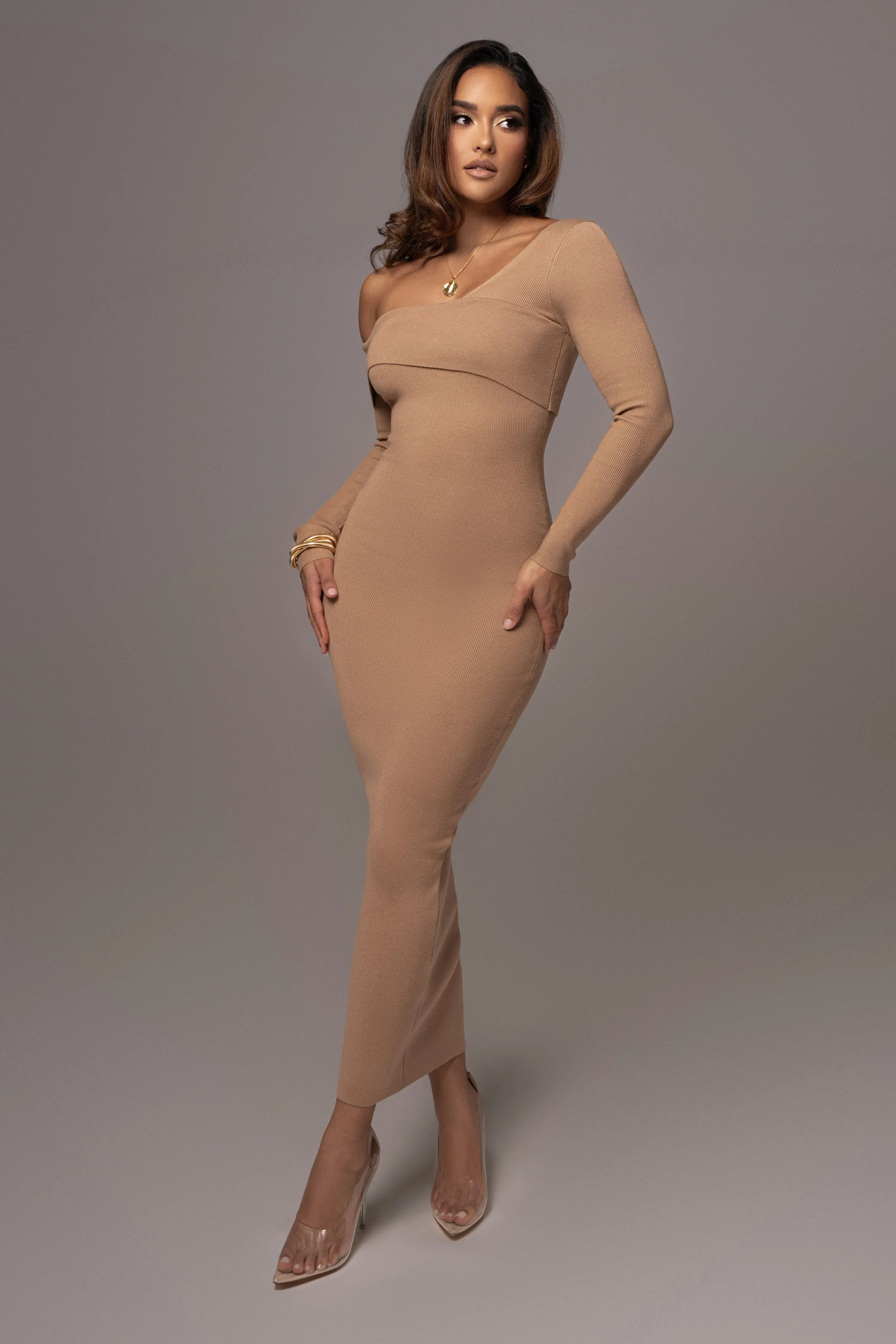 Tan Harper Knit Maxi Dress