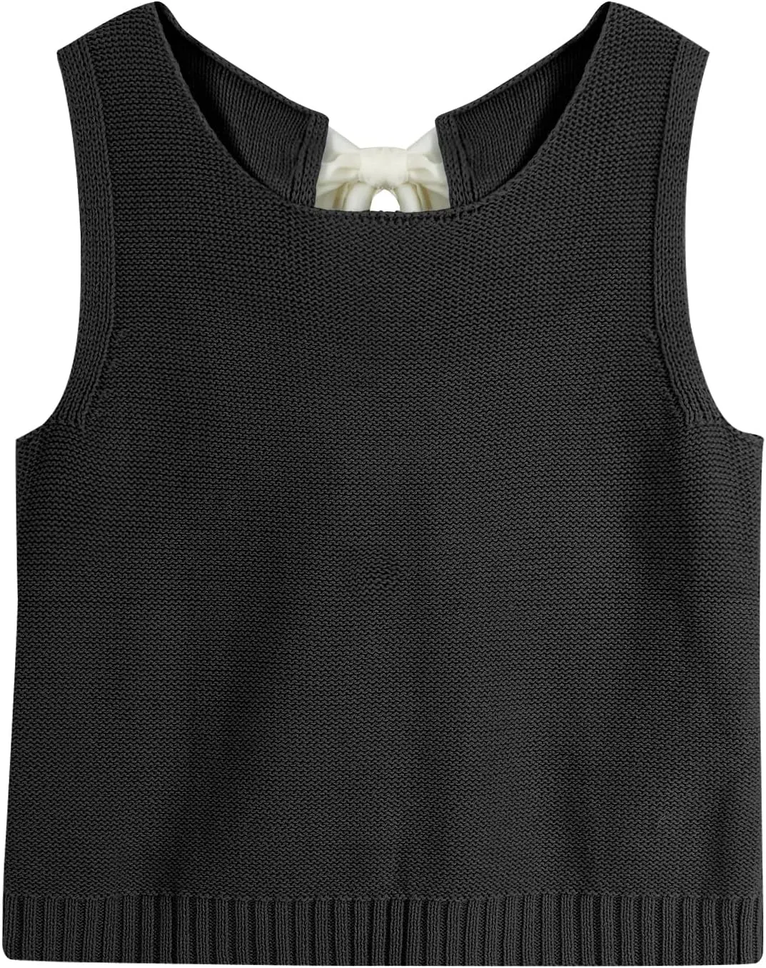 Tanou Women's 2025 Fall Casual Loose Tank Tops Open Back Bow Tie Knit Sleeveless Sweater Vest
