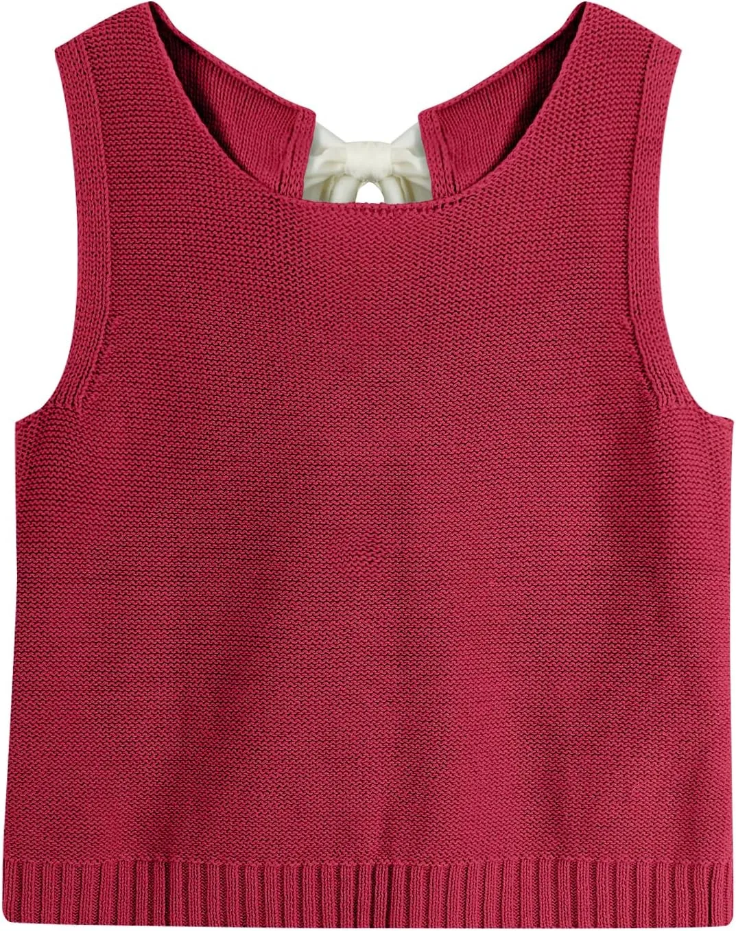 Tanou Women's 2025 Fall Casual Loose Tank Tops Open Back Bow Tie Knit Sleeveless Sweater Vest