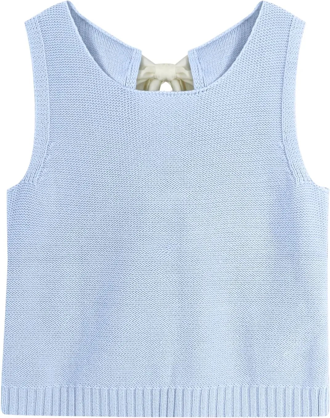 Tanou Women's 2025 Fall Casual Loose Tank Tops Open Back Bow Tie Knit Sleeveless Sweater Vest
